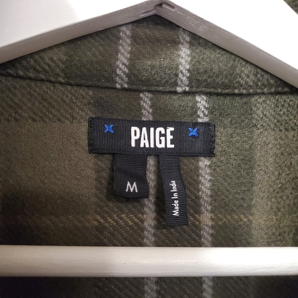 Paige - Wilbur Cotton Checked Twin Pocket Overshirt in Dusty Pine - Size M - Picture 7 of 10